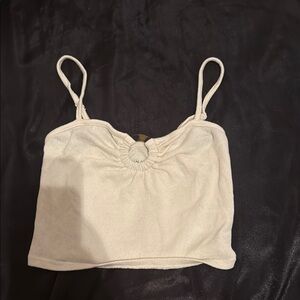 American Eagle Outfitters Cream Ruched Crop Camisole